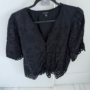 Ann Taylor Black Eyelet Blouse